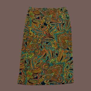Clio Paisley Midi Skirt | Multicolor Rayon | Size 10 | Vintage 90s